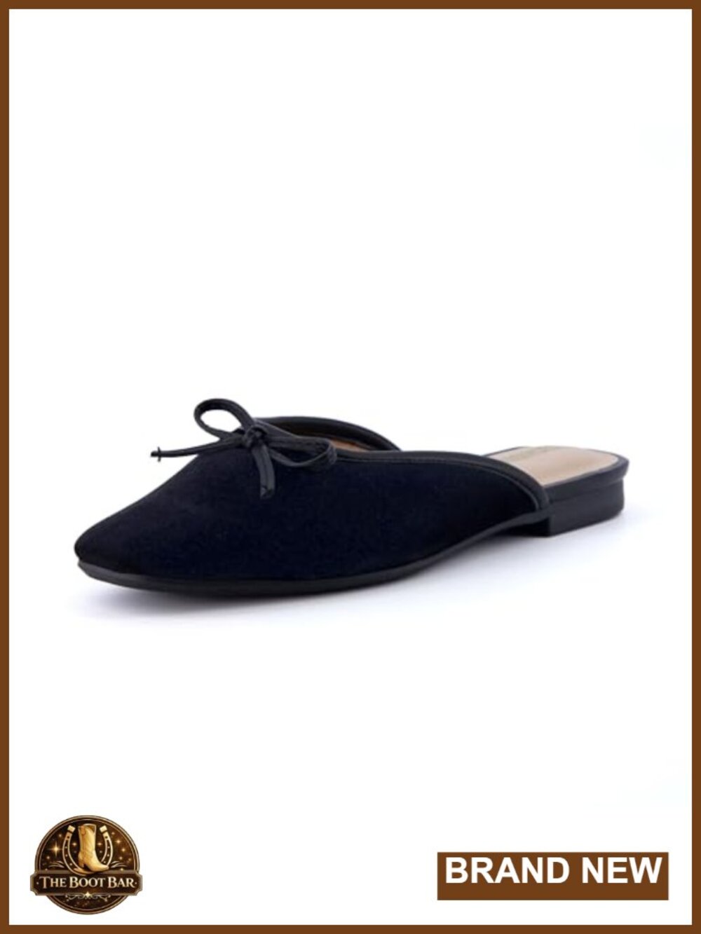Womens Square Toe Bow Mule Memory Foam Slip On Flat Casual Shoe